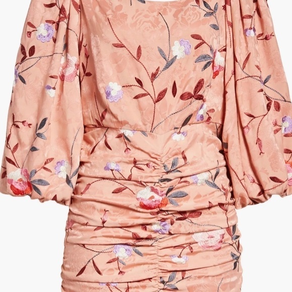 TiMo Ruched Floral Embroidered Jacquard Dress - Picture 5 of 12